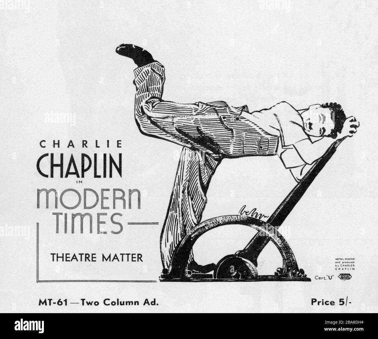 CHARLIE CHAPLIN come il Tramp IN MODERN TIMES 1936 regista / produttore / scrittore / musica CHARLES CHAPLIN Silent film con effetti sonori Charles Chaplin Productions / United Artists Foto Stock