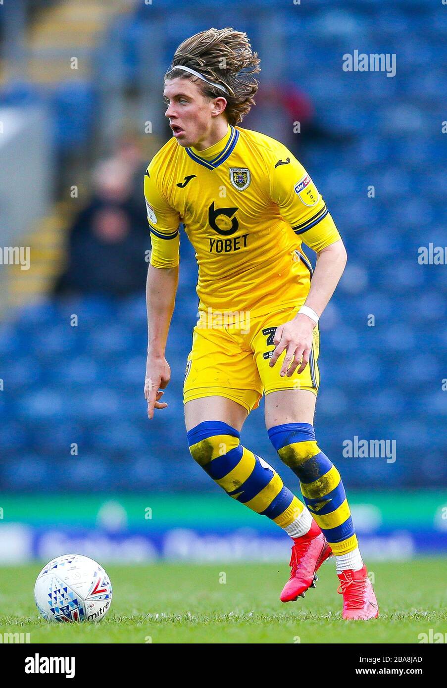 Il Conor Gallagher di Swansea City durante la partita di Sky Bet Championship a Ewood Park Foto Stock