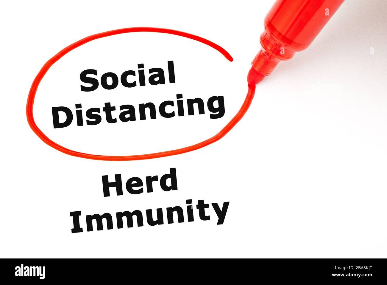 Scegliere le misure di divaricamento sociale contro l'immunità di mandria in situazione pandemica. Concetto circa l'epidemia di Coronavirus Covid-19. Foto Stock