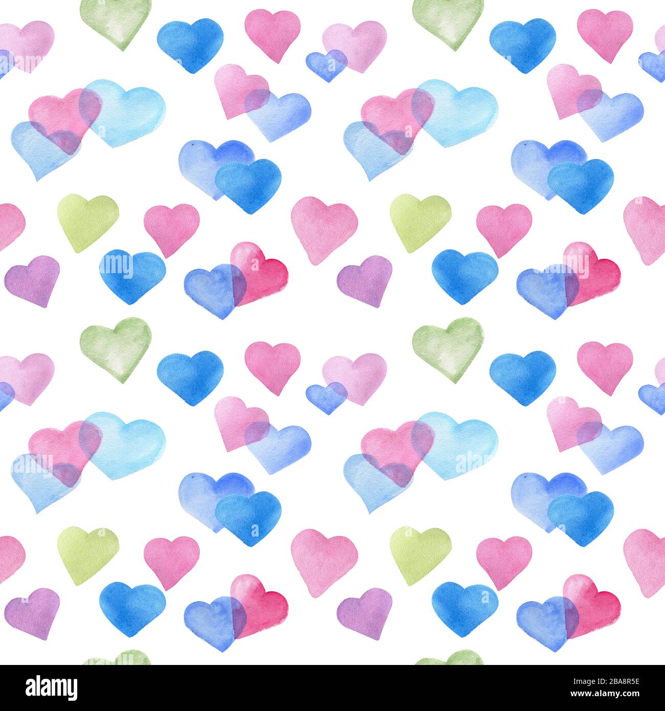 Modello di cuori senza cuciture. Disegnato a mano. Foto Stock