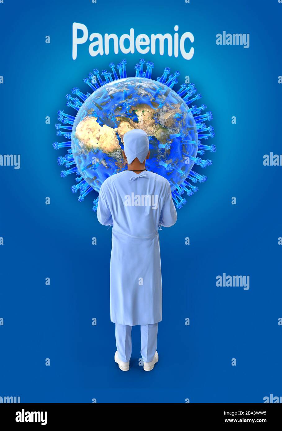 Concetto pandemico con mondo virale globo Foto Stock