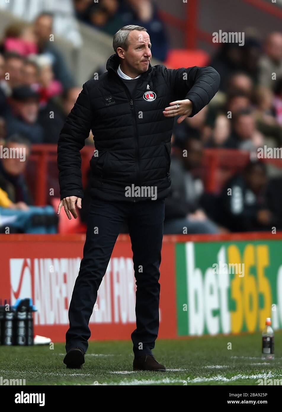 Charlton Athletic manager Lee Bowyer Foto Stock