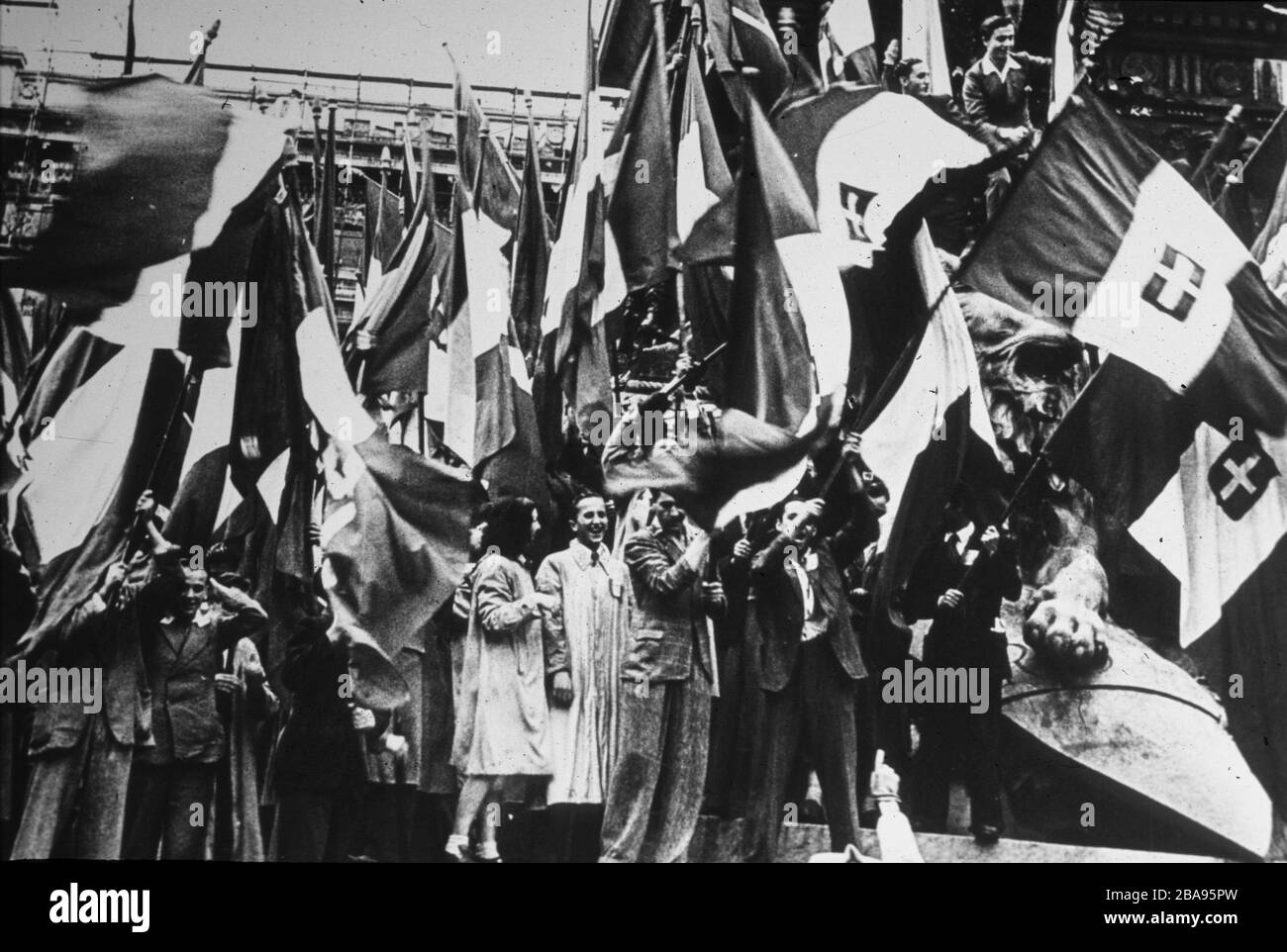 manifestazione a favore della monarchia, italia, 1946 Foto Stock