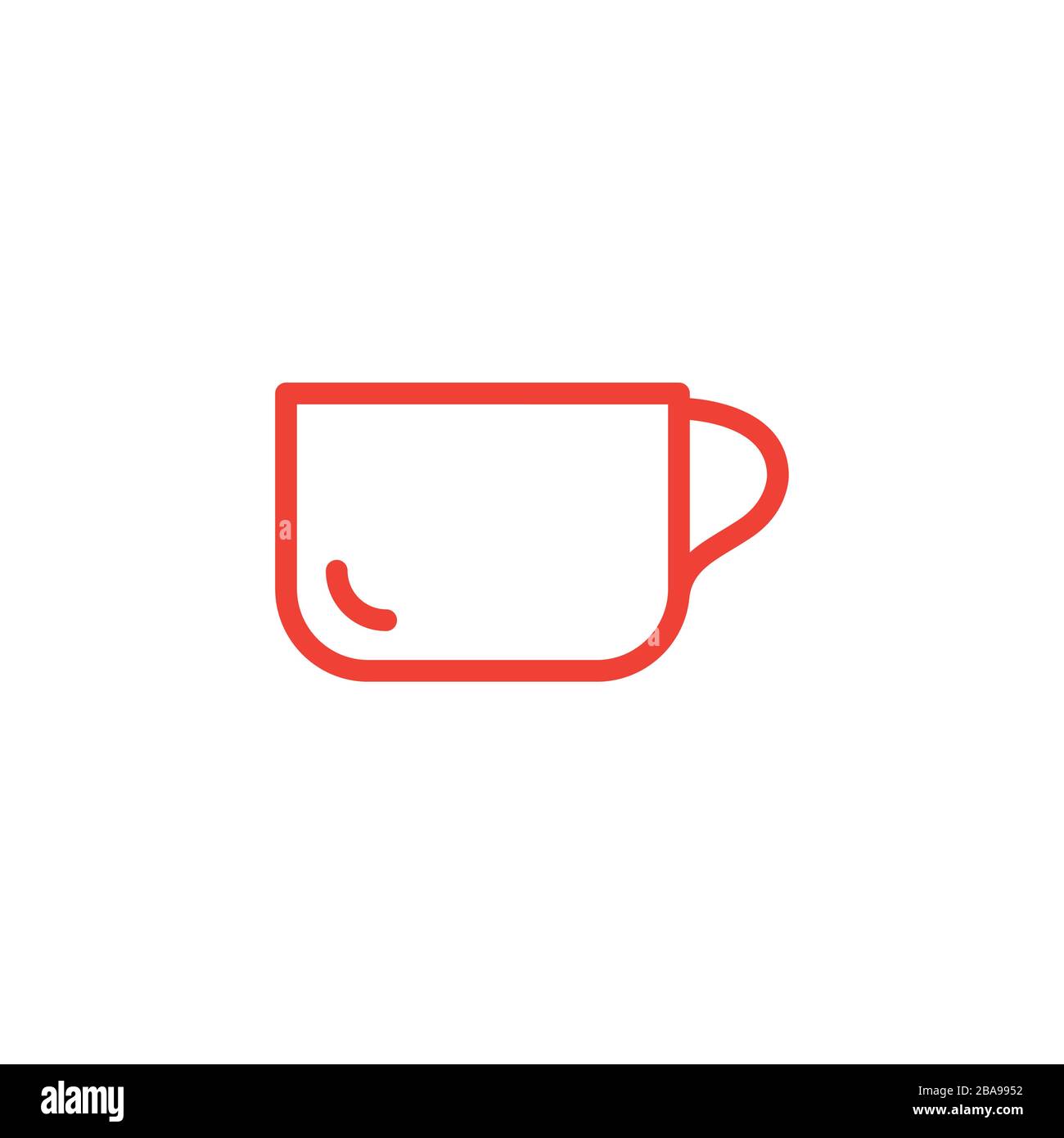 Icona Rossa Della Linea Della Tazza Di Caffè Vuota Su Sfondo Bianco. Illustrazione Vettoriale Stile Piatto Rosso Illustrazione Vettoriale