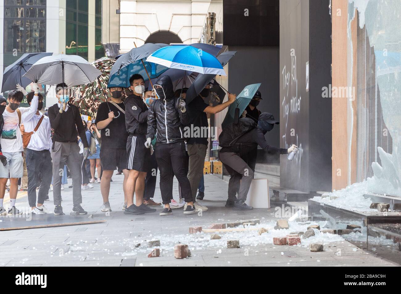 Protesta di Hong Kong nel 10.11.2019 centrale Foto Stock