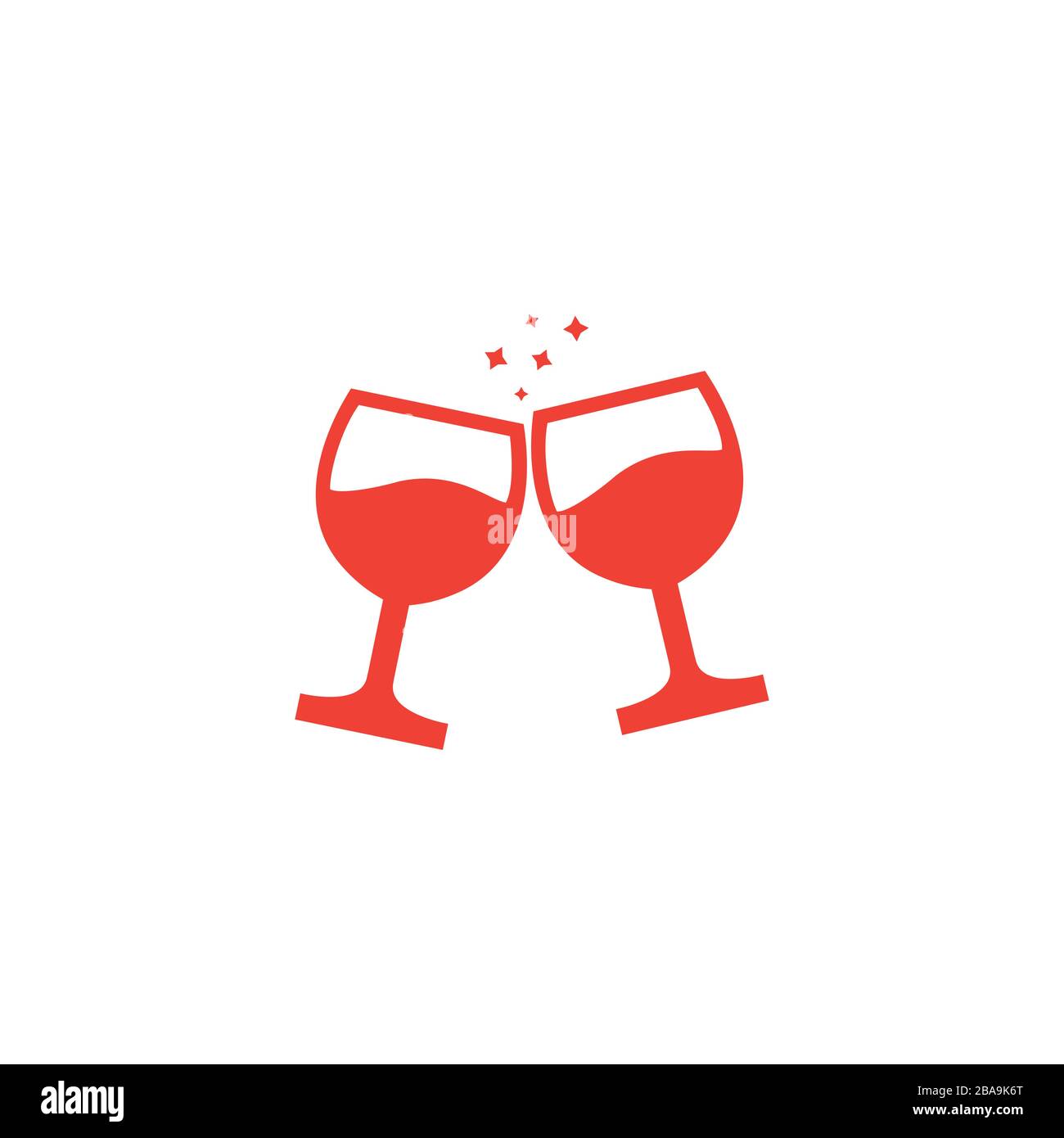 Bicchieri Di Vino Brindano L'Icona Rossa Su Sfondo Bianco. Illustrazione  Vettoriale Stile Piatto Rosso Immagine e Vettoriale - Alamy