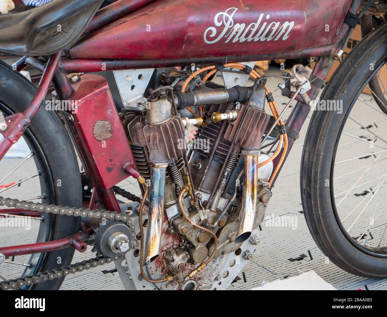 1911 Indian Model C moto d'epoca, Goodwood West Sussex UK Foto Stock
