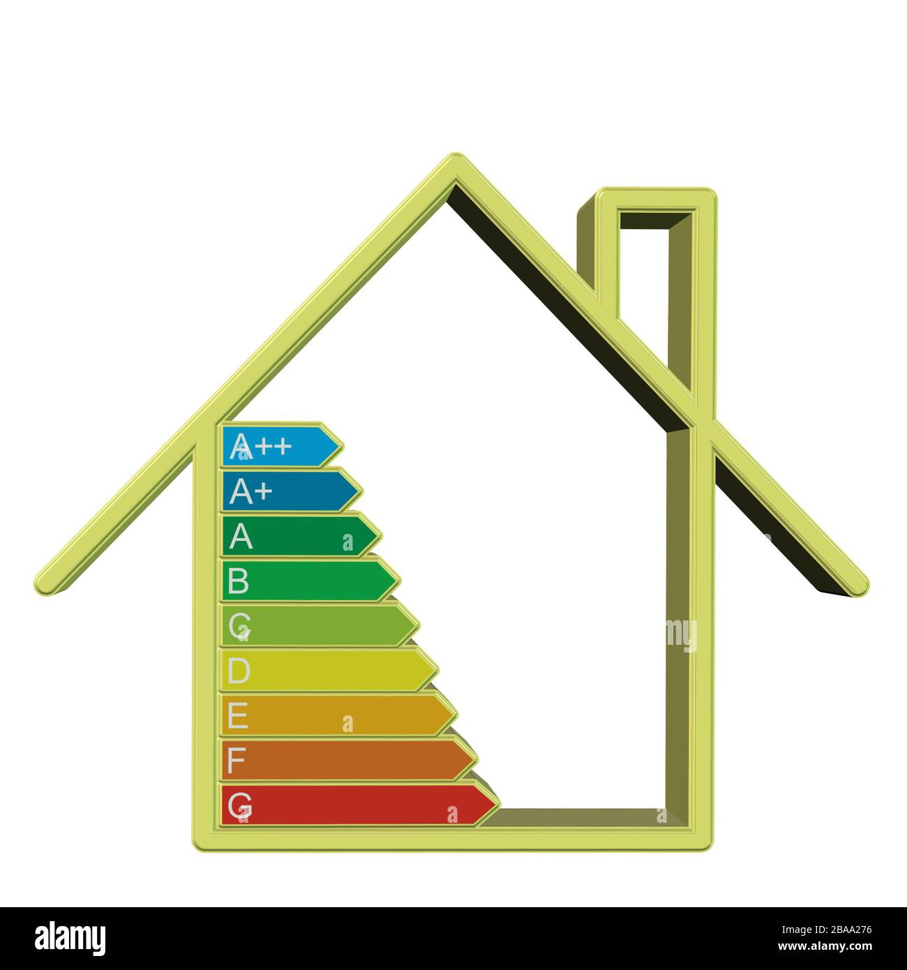 Risparmio energetico casa, rappresentazione simbolica, 3D illustrazione Foto Stock