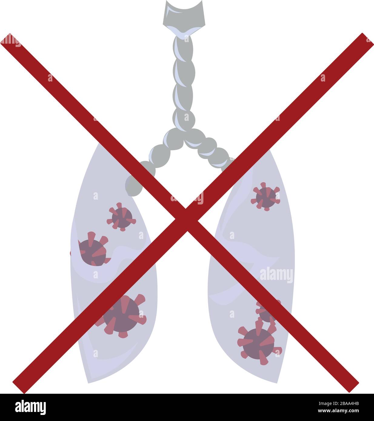 Coronavirus. Fermare l'infezione. I polmoni malati sono incrociati. Illustrazione Vettoriale