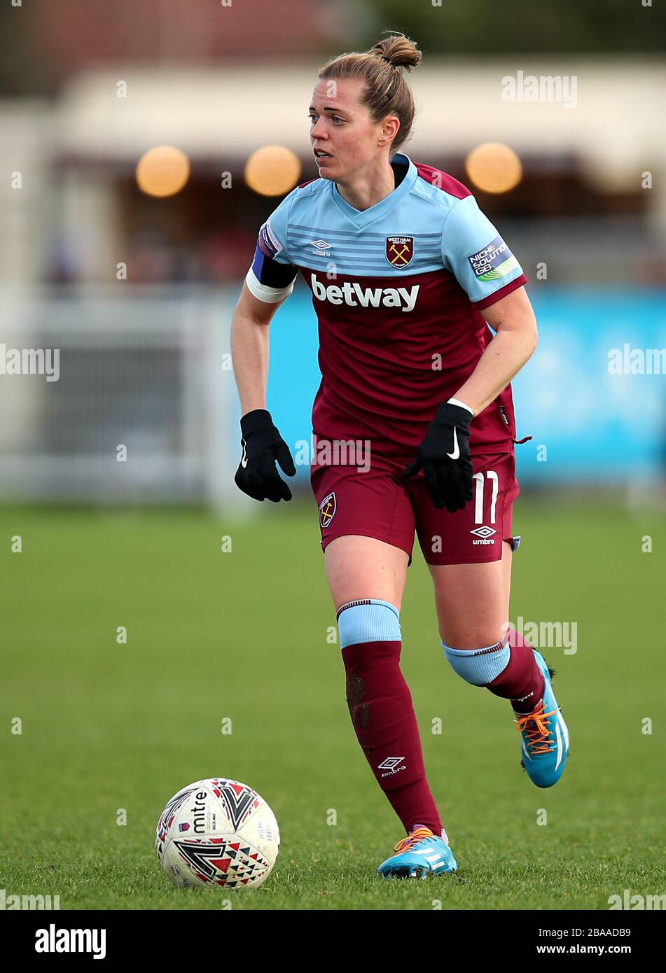 Katharina Baunach di West Ham United durante la partita fa Women's Super League al Rush Green Stadium. Foto Stock