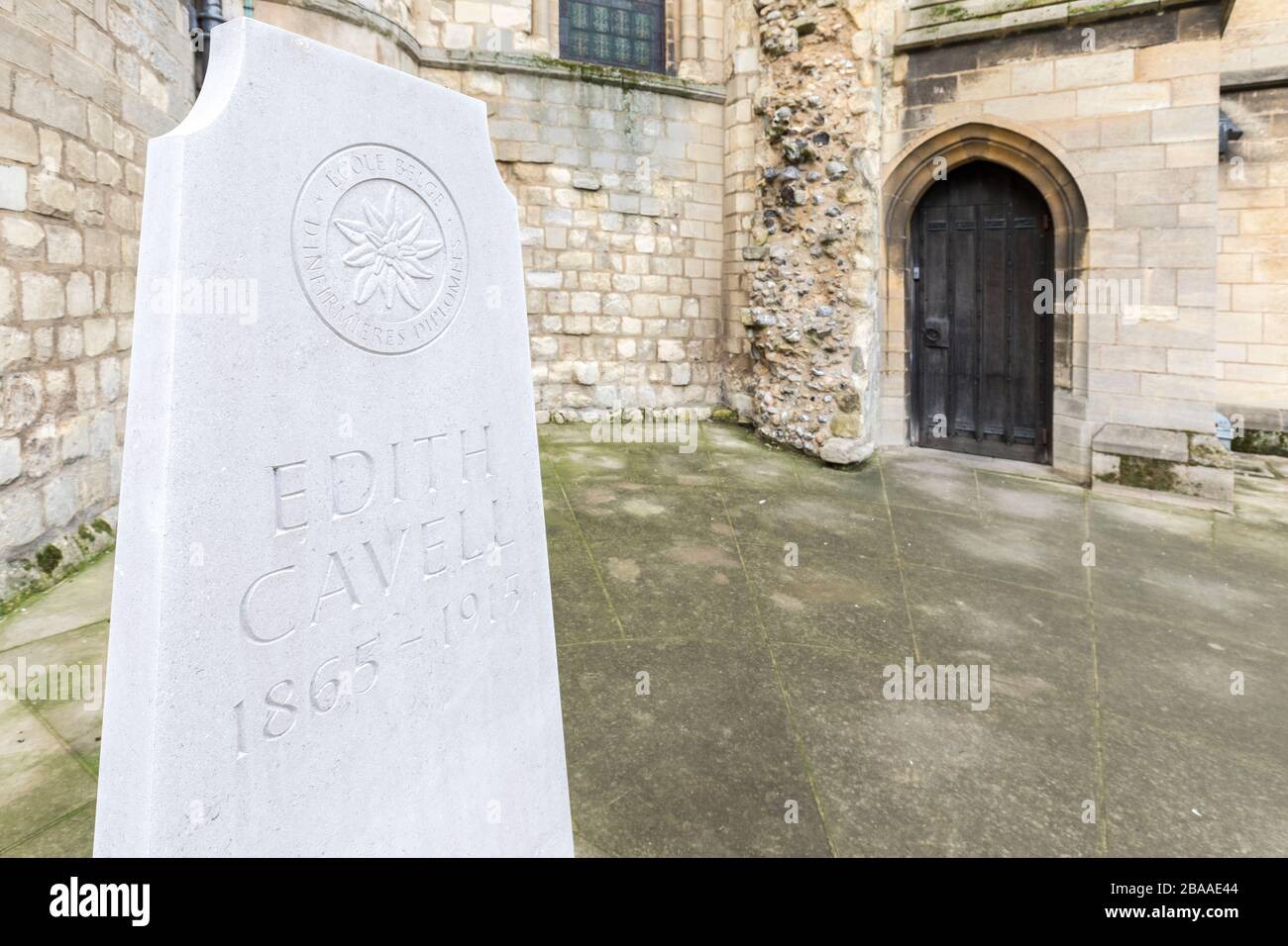 Edith Cavell tomba nella cattedrale di Norwich, Norfolk, Inghilterra, Regno Unito Foto Stock