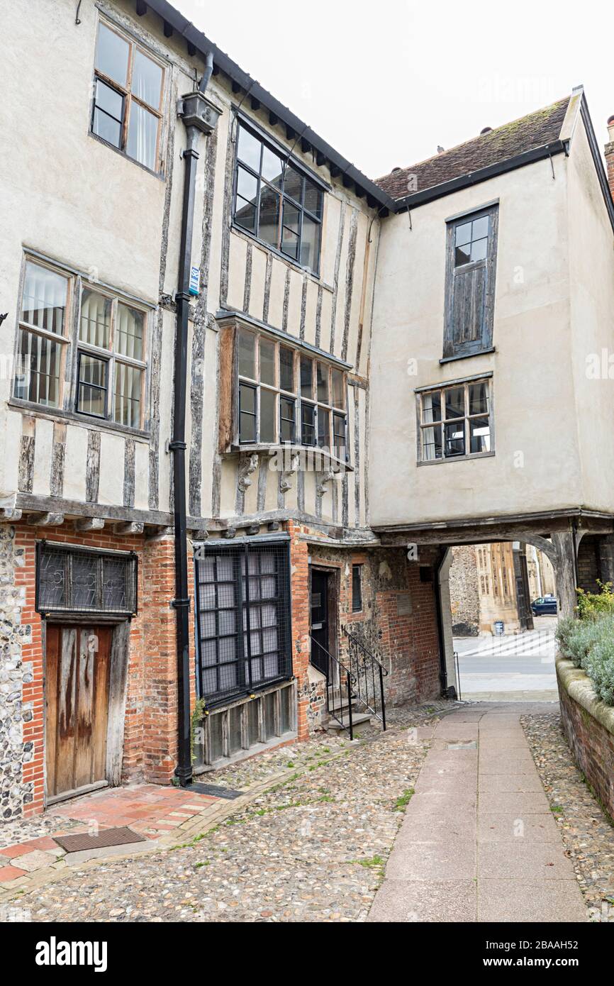 Augustine Steward House costruita nel 1549 e HQ per i Royal Armies inviati a quell The Ketts Rebellion, Norwich, Norfolk, Inghilterra, Regno Unito Foto Stock