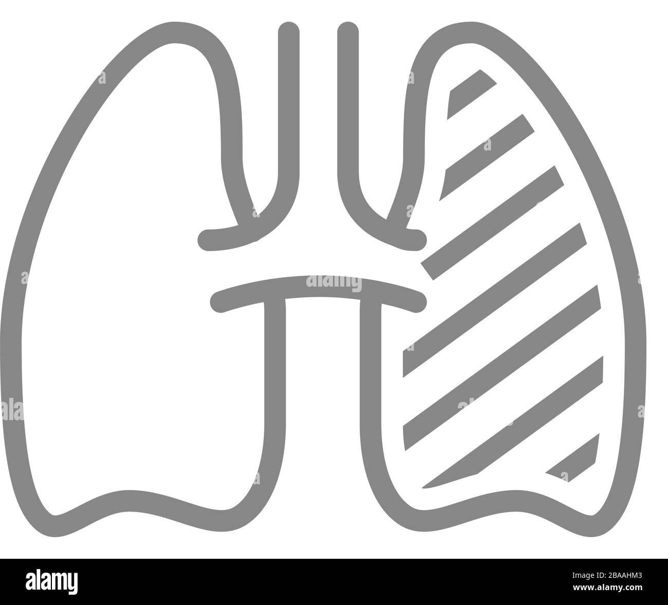 Icona della linea polmonare umana dolente. Malattia respiratoria, organo infetto, edema polmonare, simbolo di polmonite Illustrazione Vettoriale Icona della linea polmonare umana dolente. Malattia respiratoria, organo infetto, edema polmonare, simbolo di polmonite Illustrazione Vettoriale