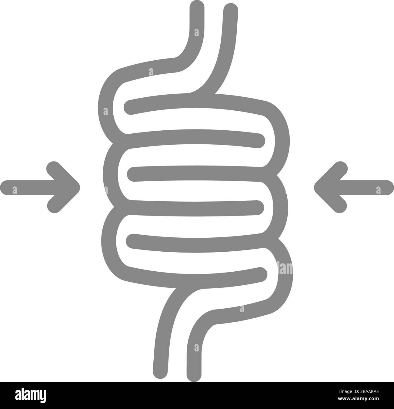Icona della linea del colon volvolo sigmoide. Malattie organo interno, simbolo dell'intestino Illustrazione Vettoriale