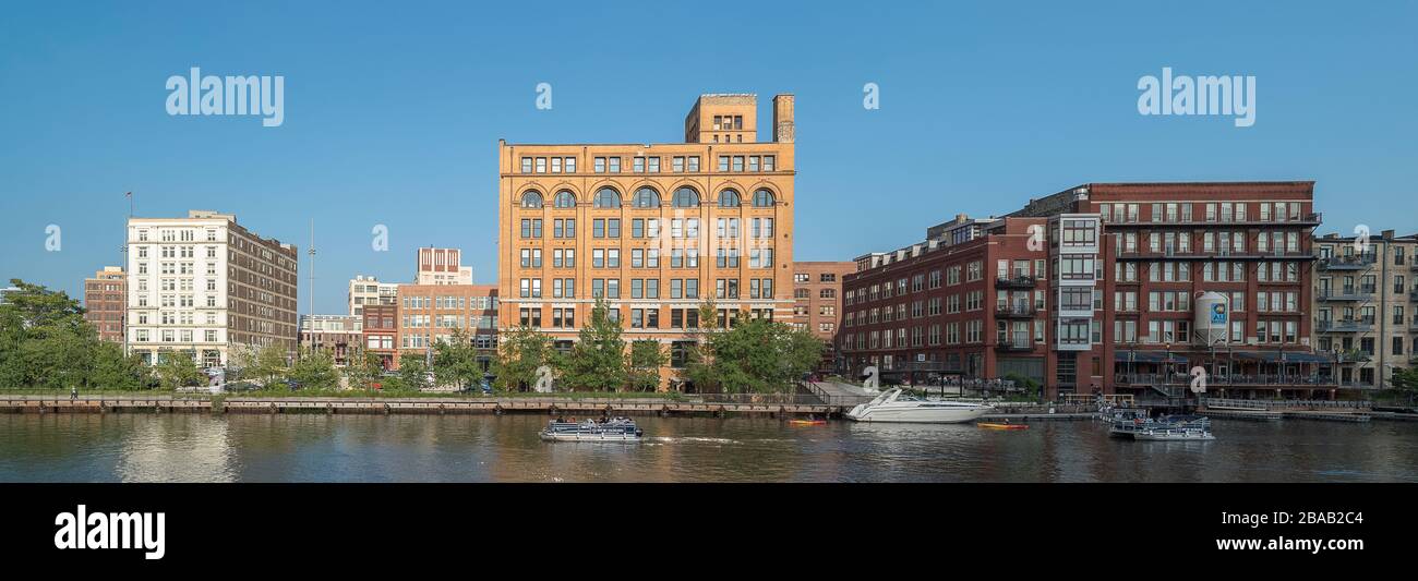 Vista degli edifici a Milwaukee, Wisconsin, Stati Uniti Foto Stock