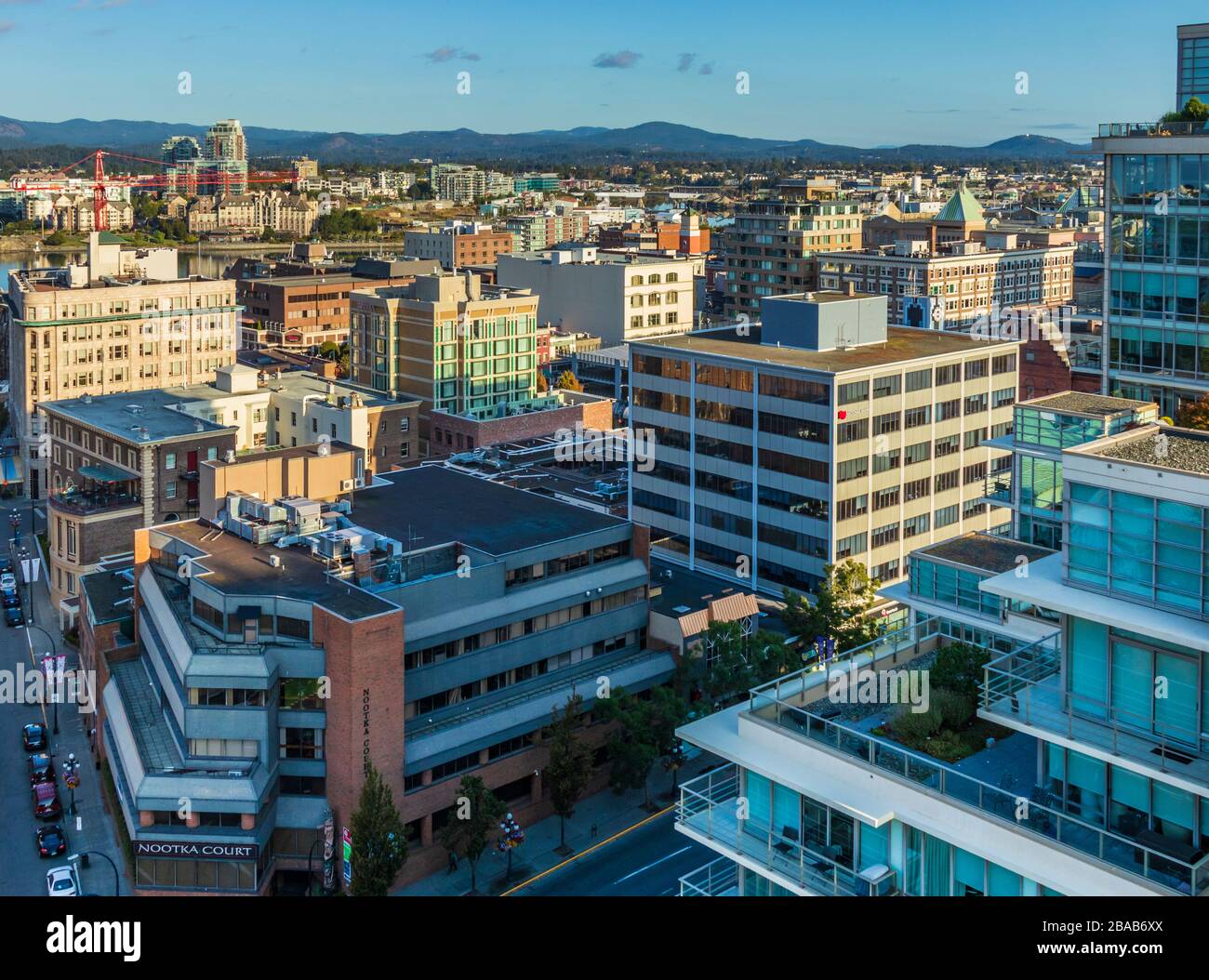 Centro di Victoria e Victoria Harbour, British Columbia, Canada, capitale della British Columbia. Foto Stock