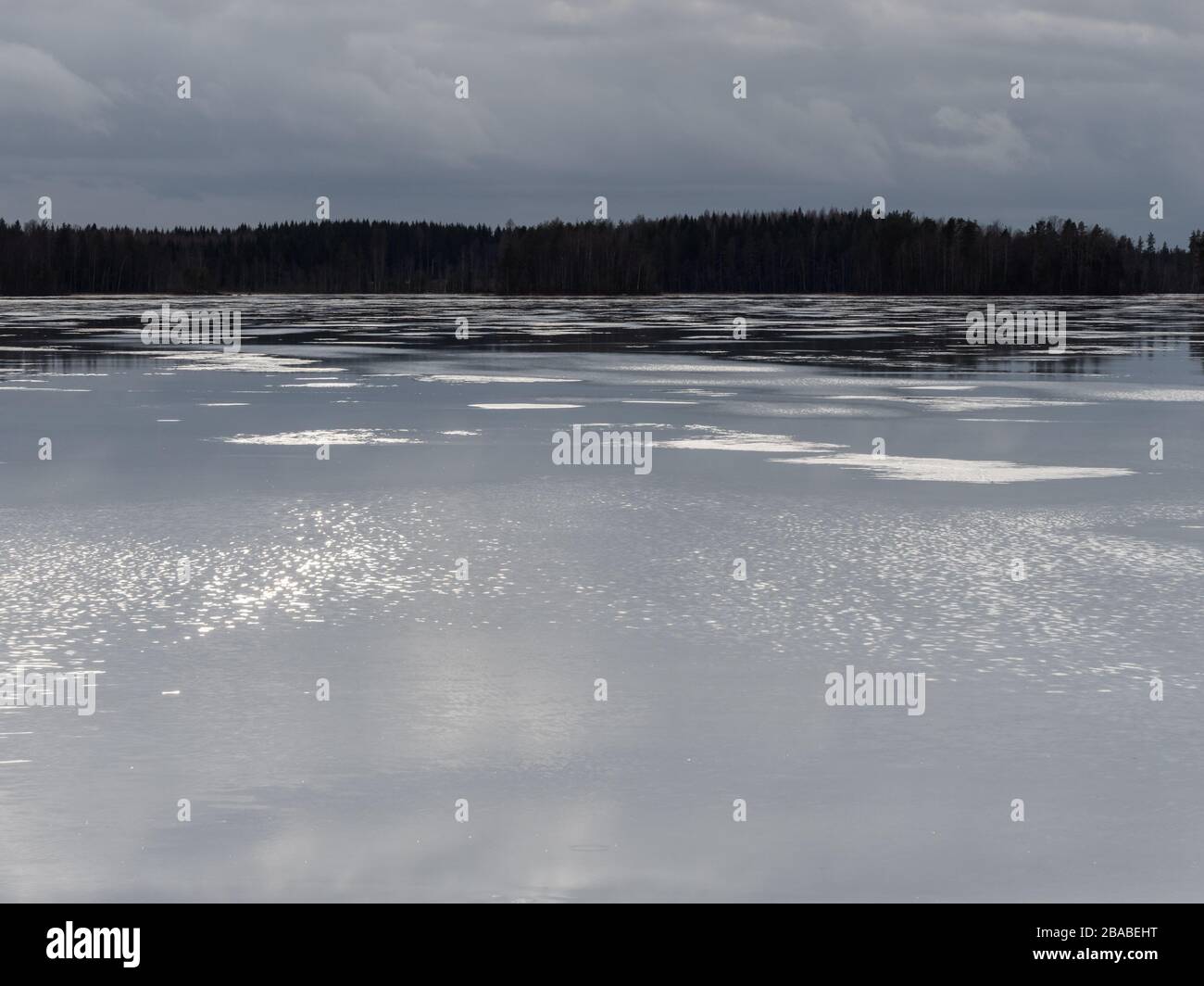 Superficie calma del coperchio di ghiaccio umido Foto Stock