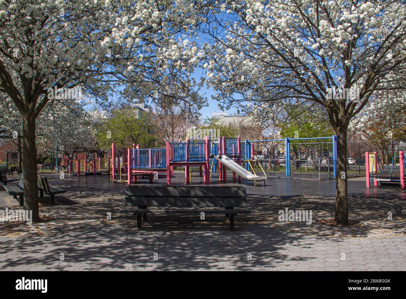 McCarren Park playgrounds vuoto il 26 marzo 2020, da COVID-19 a Williamsburg, Brooklyn Foto Stock