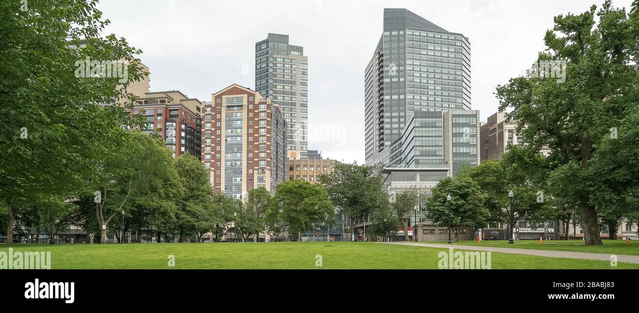 Vista del Boston Common Park, Boston, Massachusetts, Stati Uniti Foto Stock