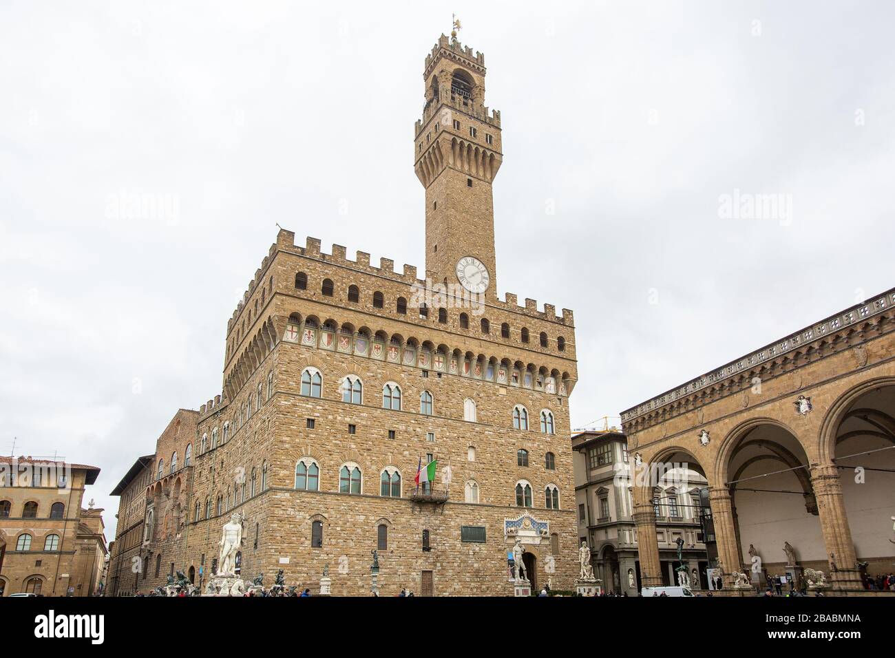 Palazzo Vecchio, Museo e Municipio medievale di Firenze in Italia Foto Stock
