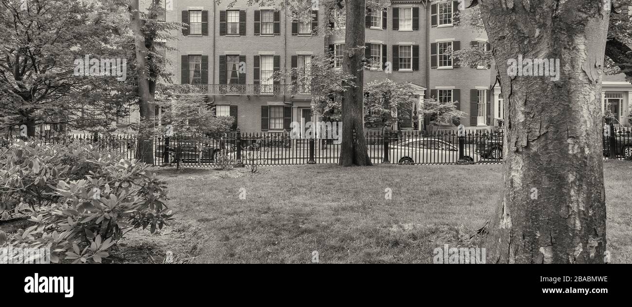 Louisburg Square a Beacon Hill, Boston, Massachusetts, Stati Uniti Foto Stock