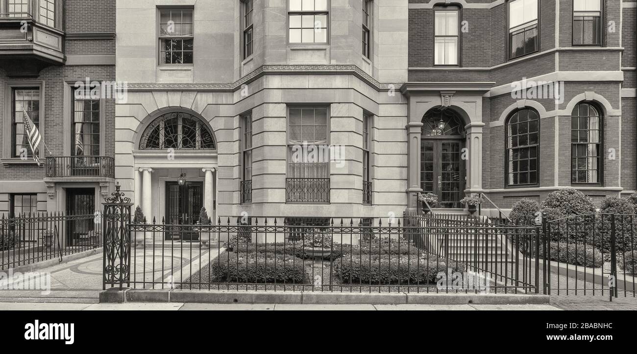 Marlboro Street a Back Bay, Boston, Massachusetts, Stati Uniti Foto Stock