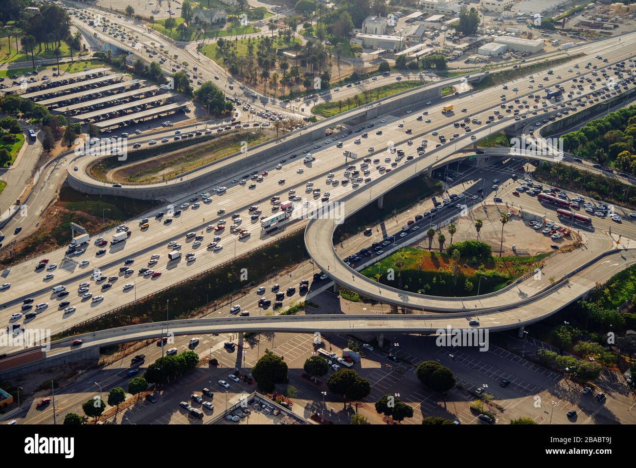 Veduta aerea dei circuiti sulla superstrada a Los Angeles, California, Stati Uniti Foto Stock