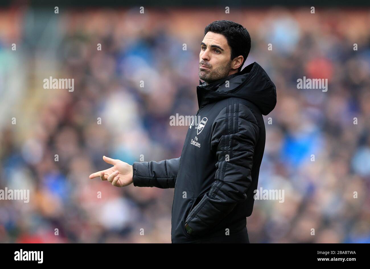 Il manager dell'Arsenal Mikel Arteta durante la partita della Premier League a Turf Moor, Burnley. Foto Stock