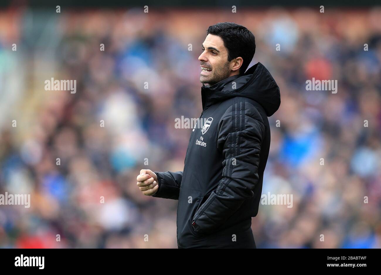 Il manager dell'Arsenal Mikel Arteta durante la partita della Premier League a Turf Moor, Burnley. Foto Stock