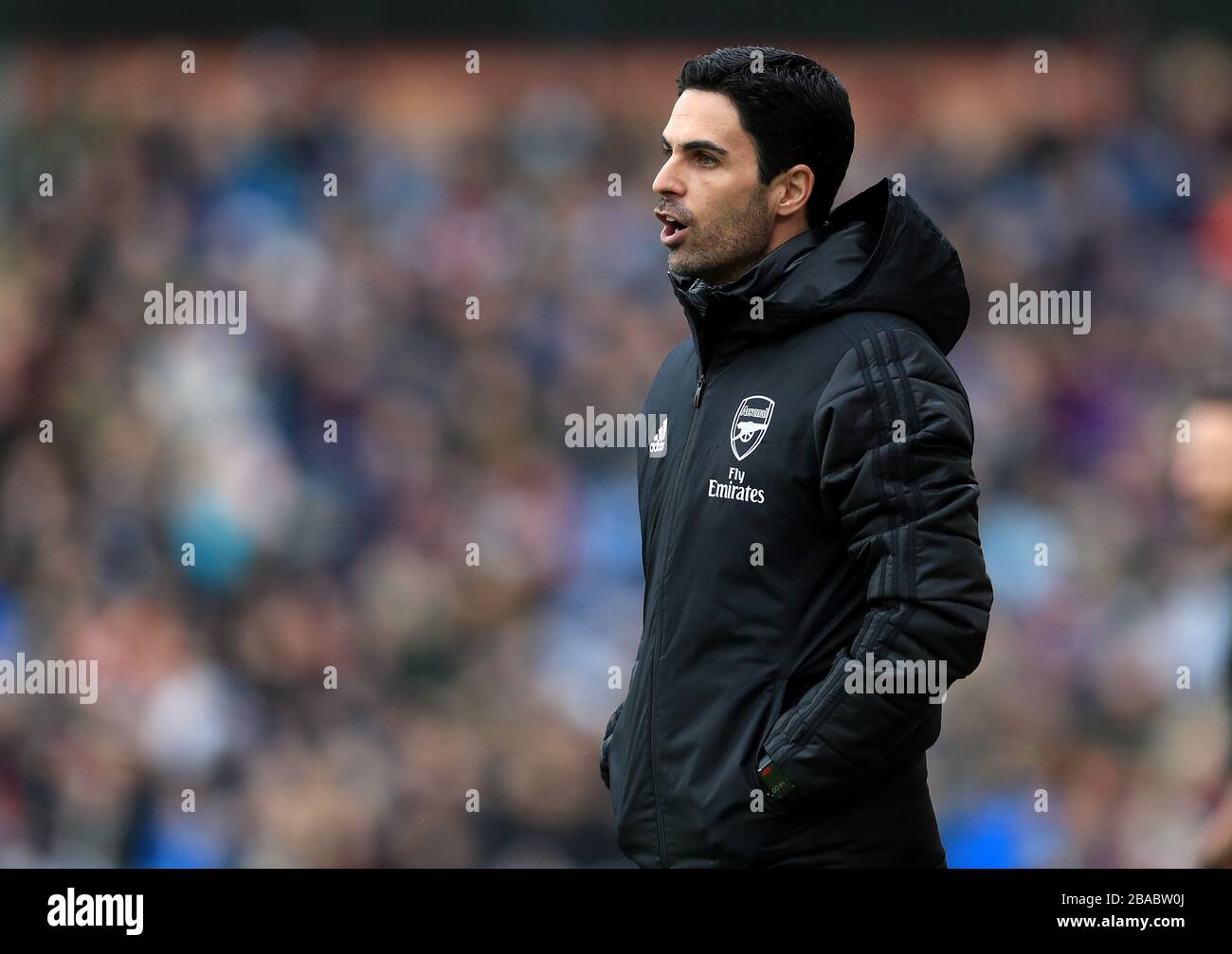 Il manager dell'Arsenal Mikel Arteta durante la partita della Premier League a Turf Moor, Burnley. Foto Stock