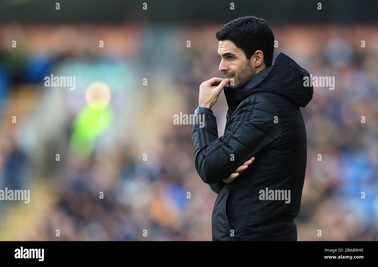 Il manager dell'Arsenal Mikel Arteta durante la partita della Premier League a Turf Moor, Burnley. Foto Stock