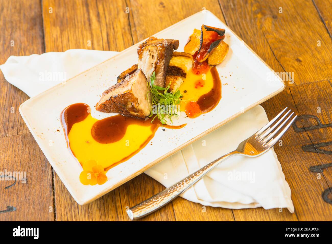 pancia di maiale croccante Foto Stock