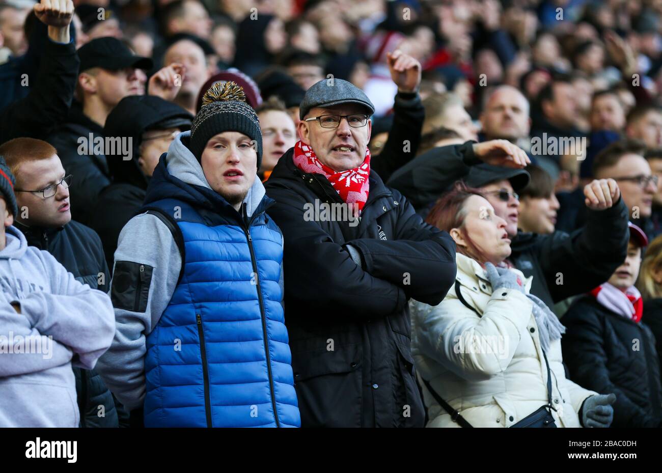 I fan di Nottingham Forest durante il Campionato Sky Bet presso il Trillion Trophy Stadium di St Andrew Foto Stock