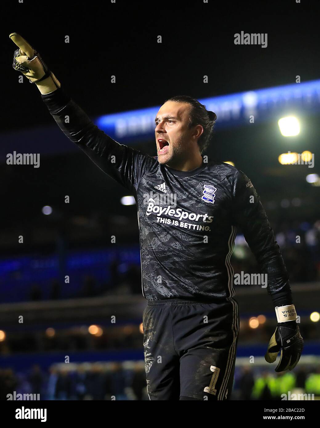 Lee Camp, portiere della città di Birmingham, celebra la vittoria delle squadre dopo le sanzioni Foto Stock