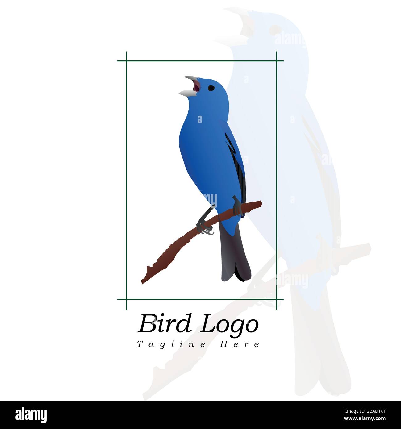 Questo logo raffigura un uccello appollaiato su un ramo di albero. Questo logo è buono per l'uso come un'azienda o un logo aziendale che si impegna in vari campi creativi. Illustrazione Vettoriale