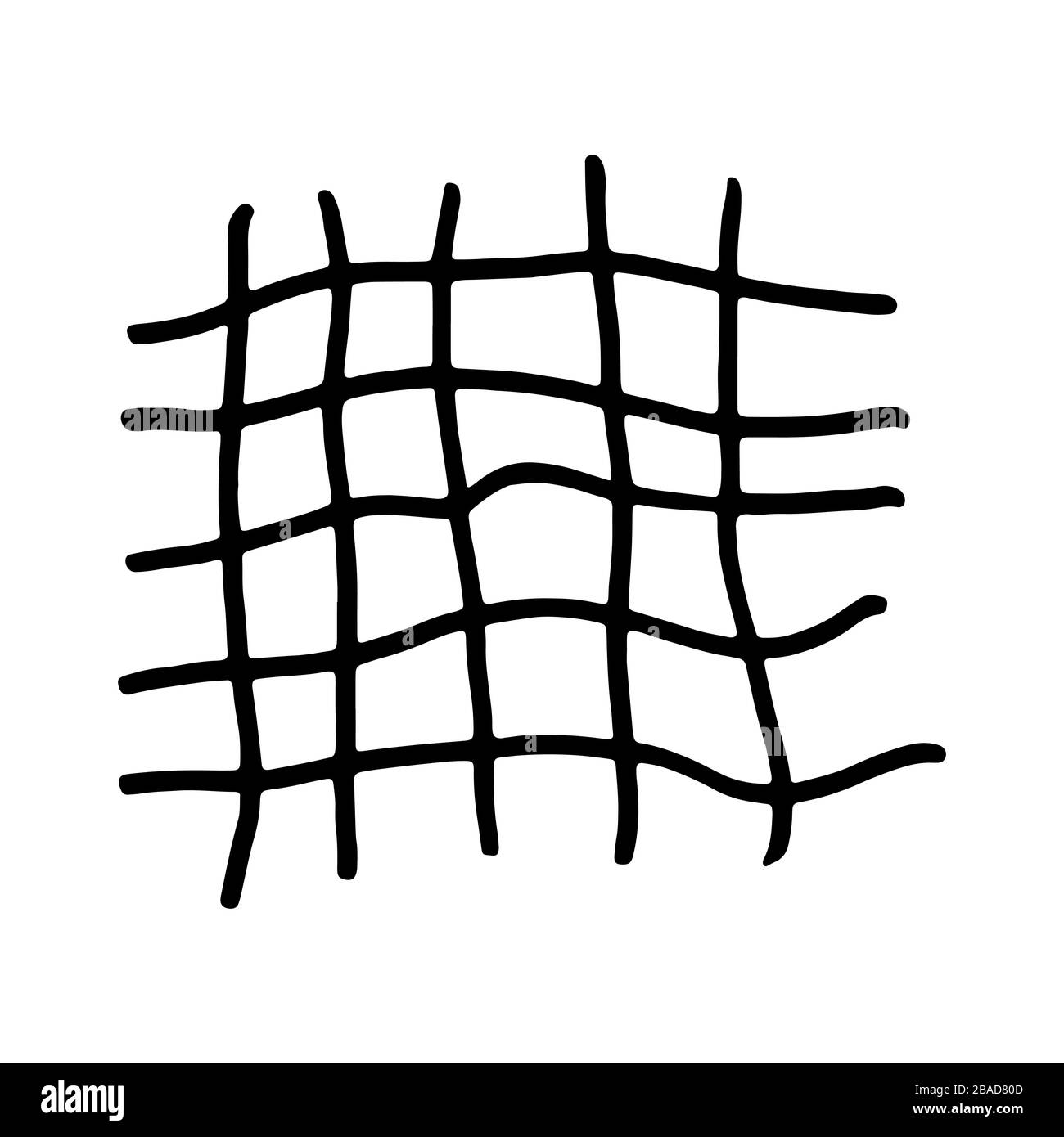 Griglia nera disegnata a mano. Illustrazione vettoriale. Traccia inchiostro e marcatore. Illustrazione Vettoriale