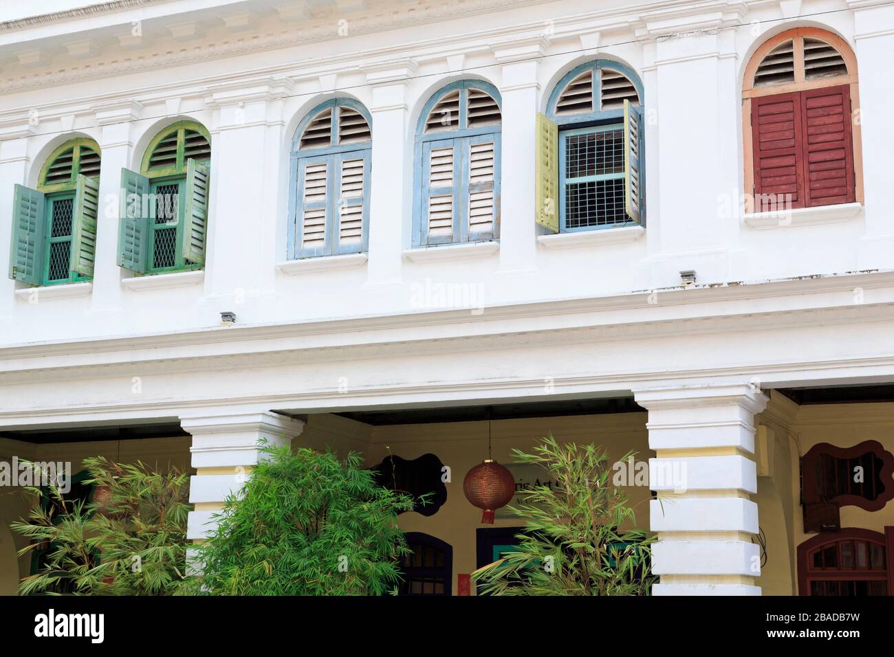 Architettura coloniale nella zona buffer, Georgetown, Penang Island, Malesia Foto Stock