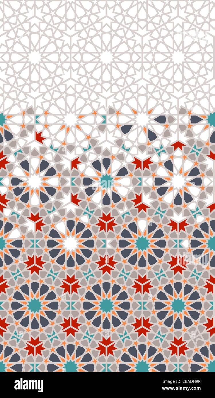 Modello Marocco, contorno vettore di ripetizione piastrelle. Illustrazione Vettoriale