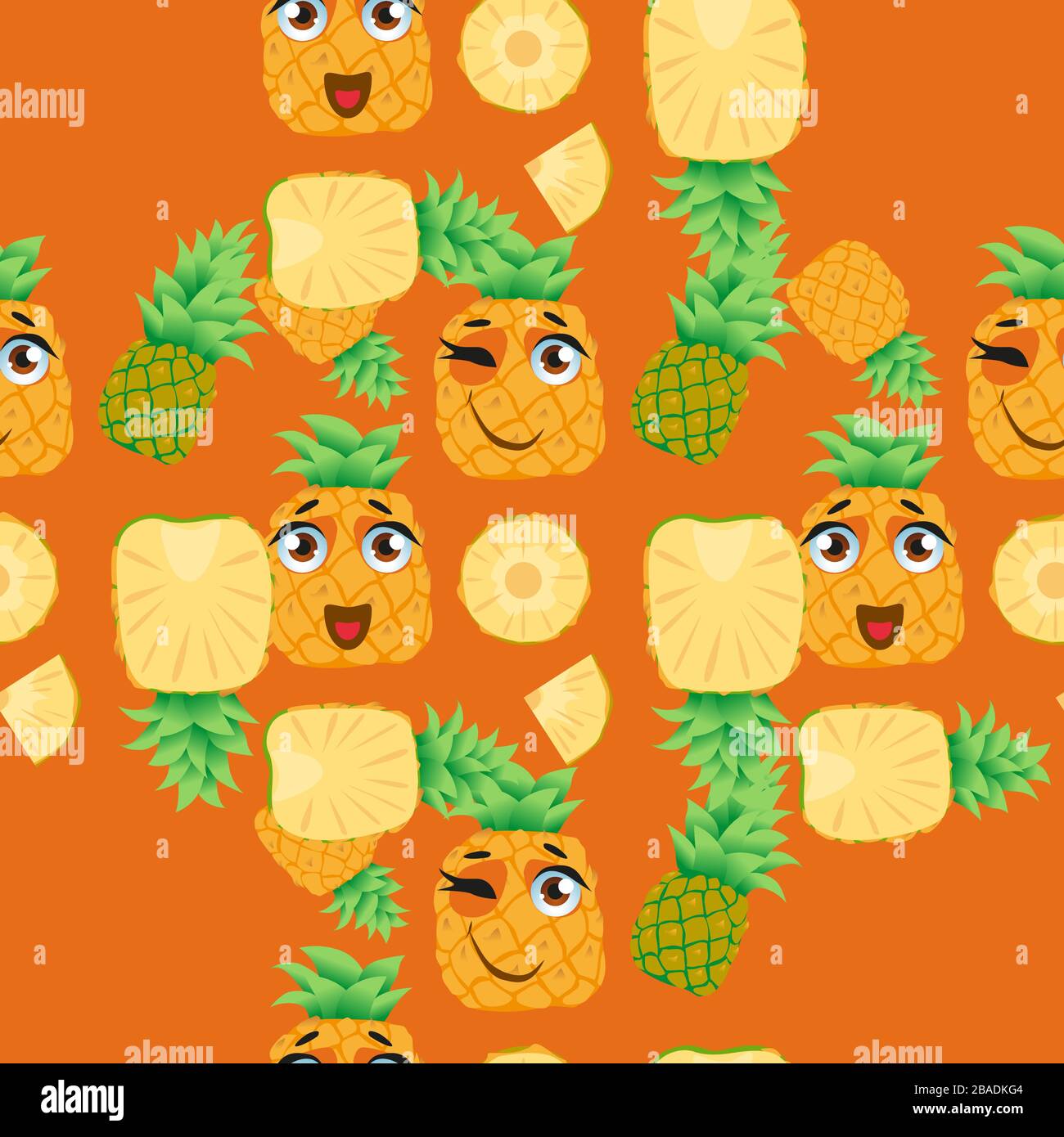 Carino seamless pattern con cartoon frutti emoji Illustrazione Vettoriale