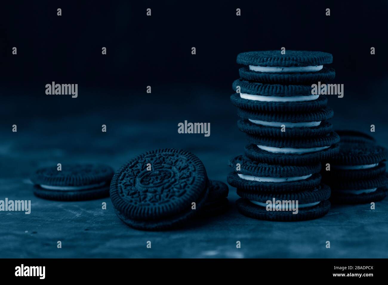 focus selettivo, biscotti al cioccolato Foto Stock