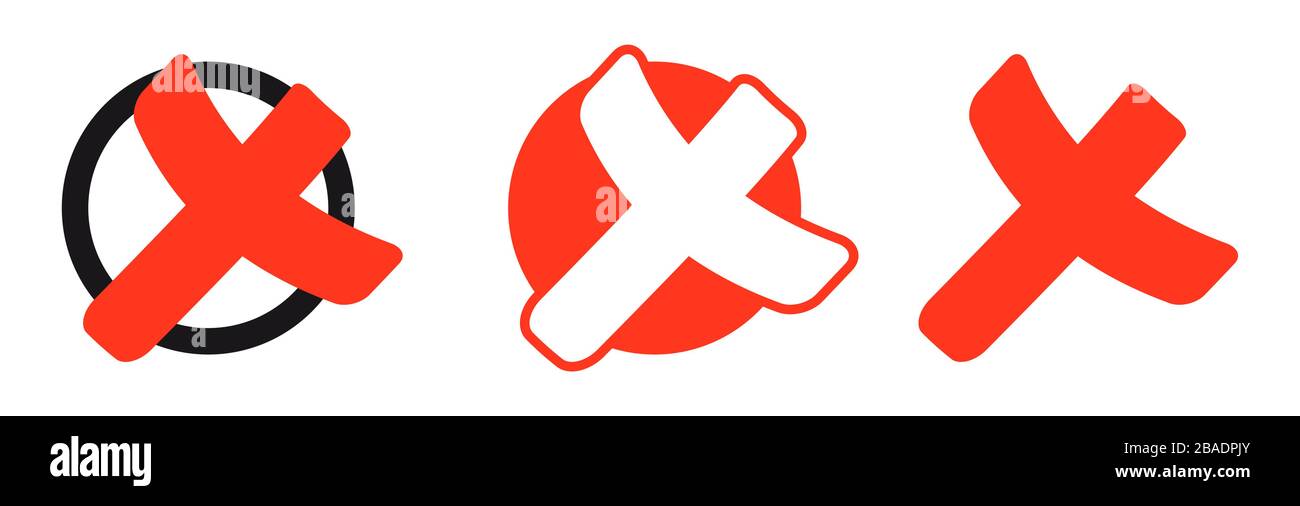 raccolta di diverse croci di voto rosso o di elezione Illustrazione Vettoriale