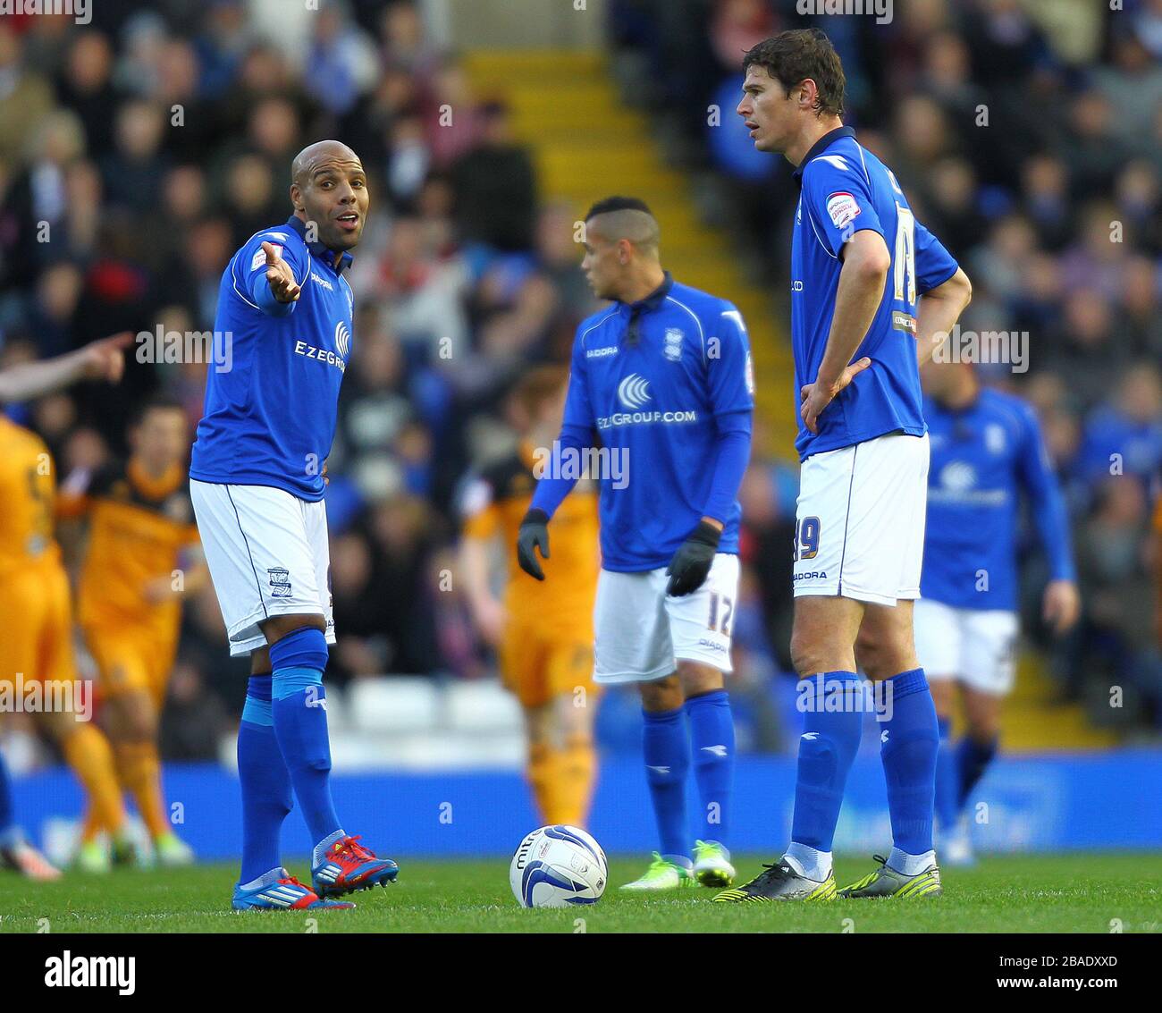 Il look di Marlon King e Nikola Zigic di Birmingham City sconsolato durante la partita contro Hull City Foto Stock