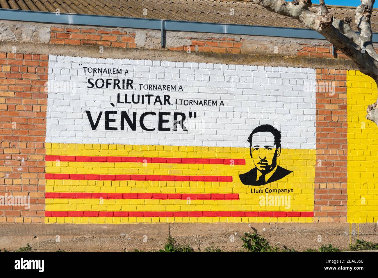 19 febbraio 2020 - Preixana. Graffiti che promuove il movimento separatista in Catalogna. Foto Stock