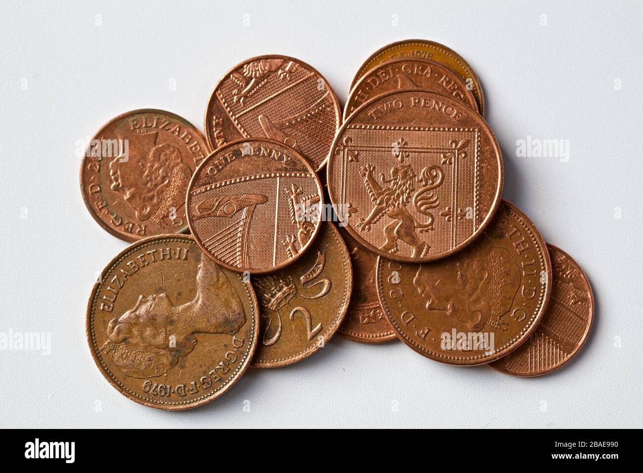 Britannico di monete di rame Foto Stock