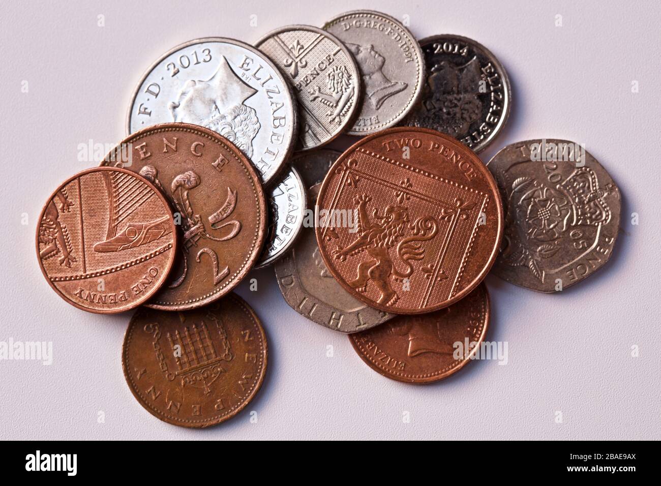 Monete britanniche Foto Stock