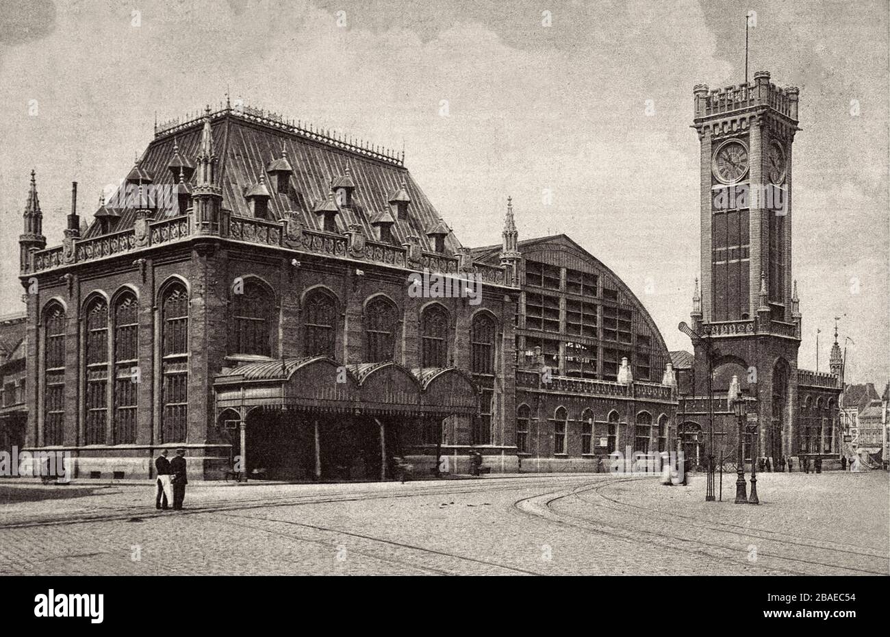 Foto retro di Ostende. Stazione della nave. Fiandre Occidentali, Belgio. 1910s Foto Stock