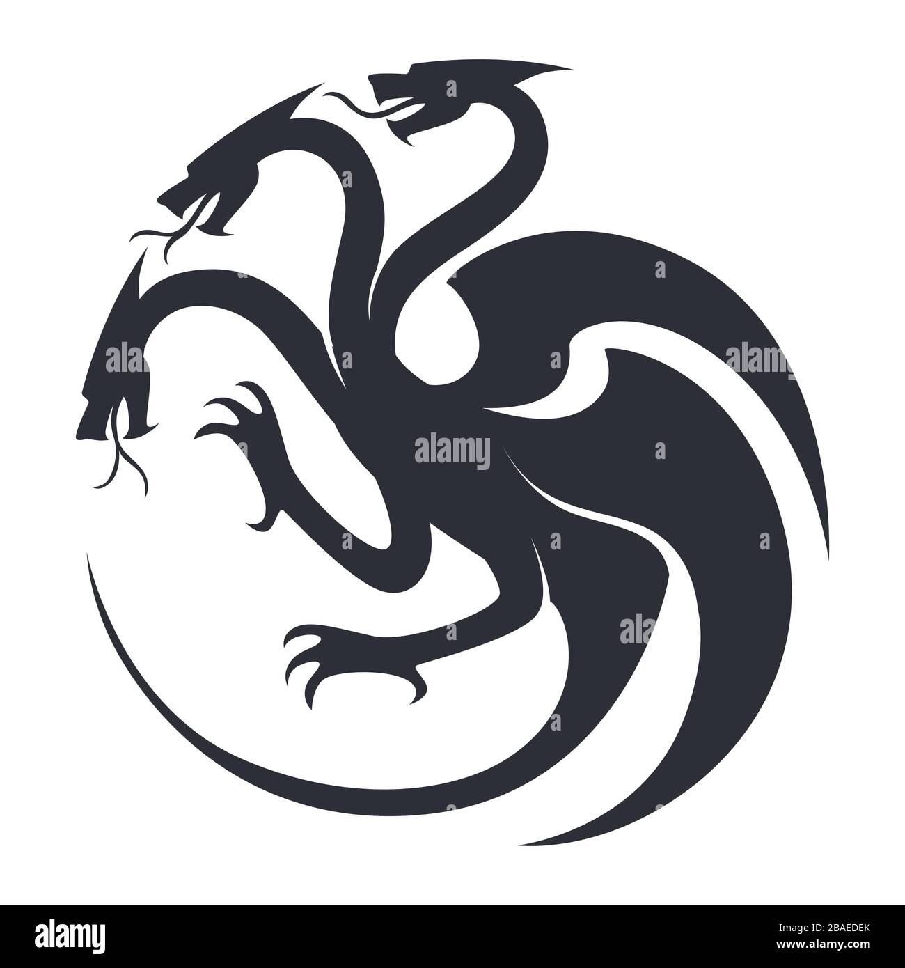Silhouette dello schizzo della bestia o icona del tatuaggio del personaggio fantasy con vettore delle ali Illustrazione Vettoriale