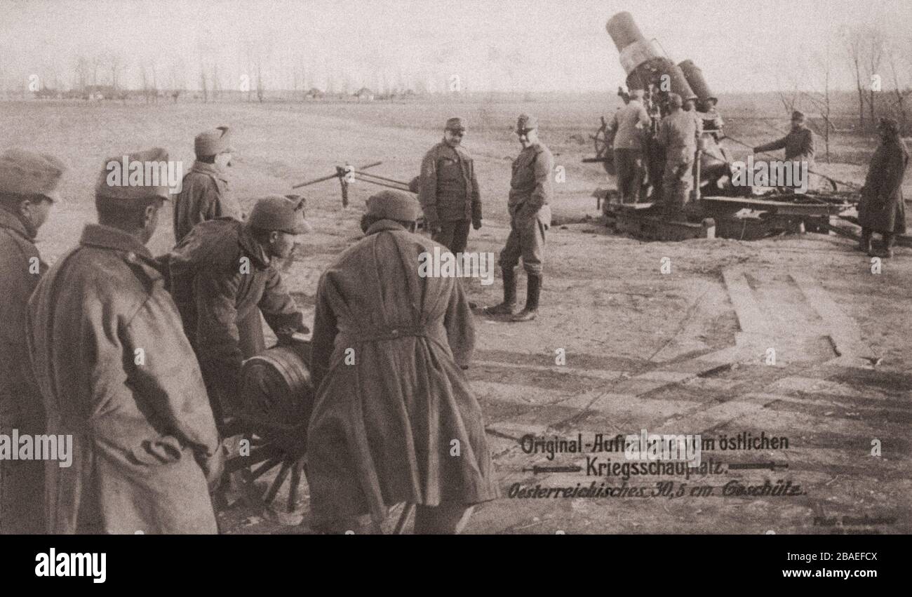 Il primo periodo della guerra mondiale. Pistola austriaca da 30,5 cm Foto Stock