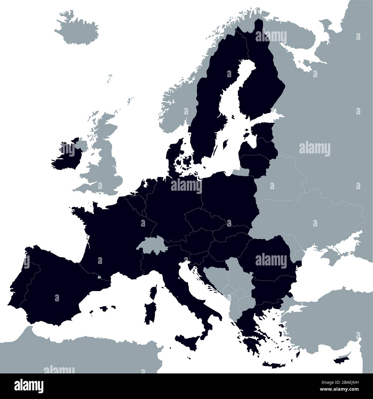 Mappa dell'Unione europea senza Regno Unito. Illustrazione vettoriale. Forma e illustrazione grafica. Illustrazione Vettoriale