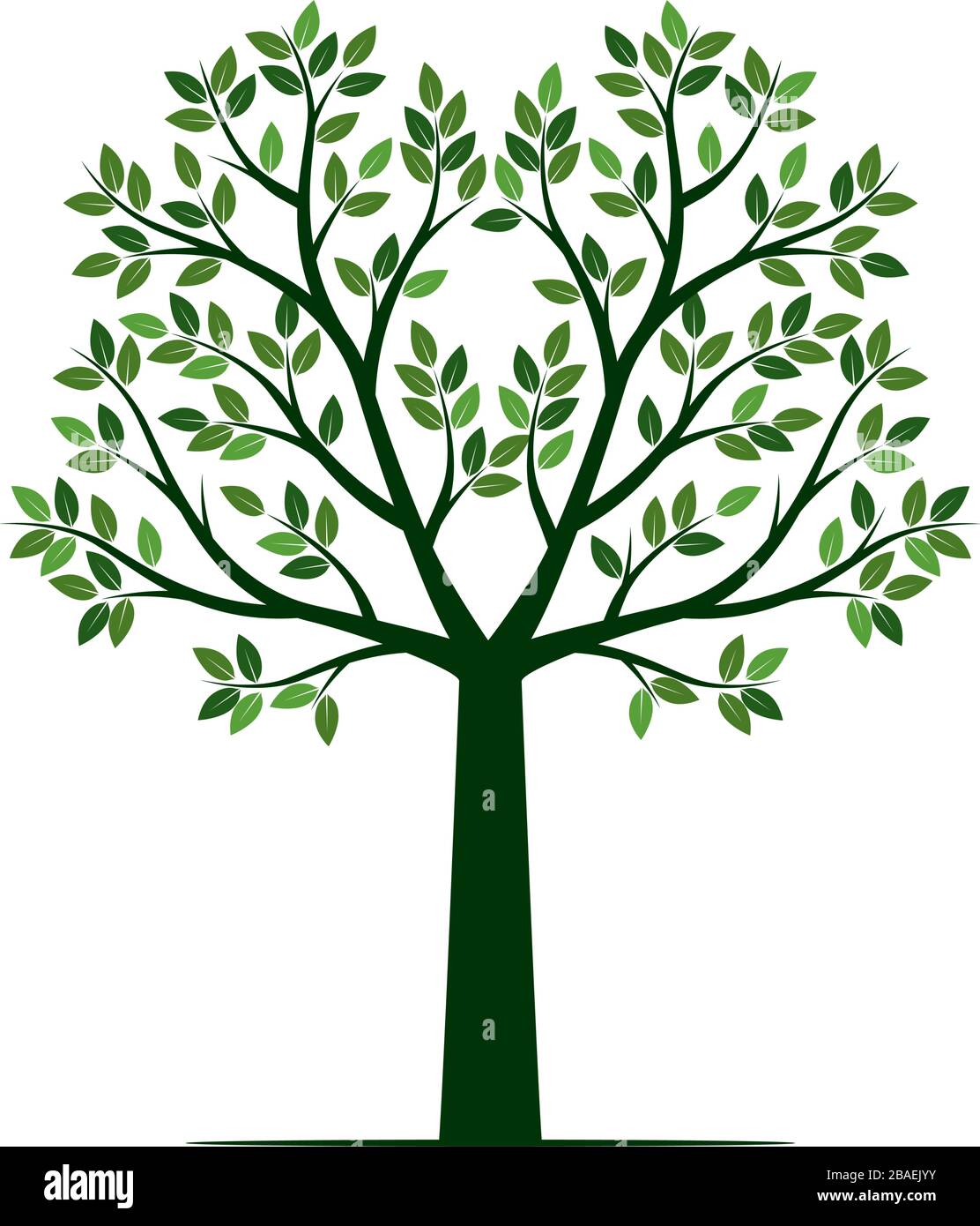 Albero verde e foglie. Illustrazione vettoriale. Illustrazione Vettoriale